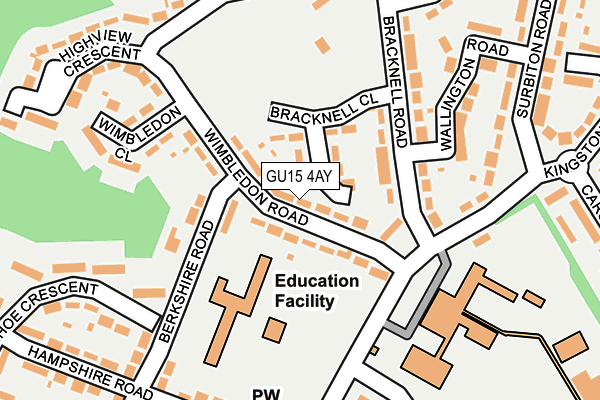 GU15 4AY map - OS OpenMap – Local (Ordnance Survey)