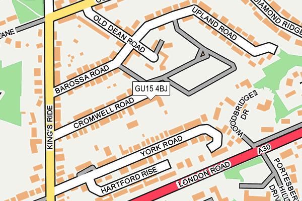 GU15 4BJ map - OS OpenMap – Local (Ordnance Survey)