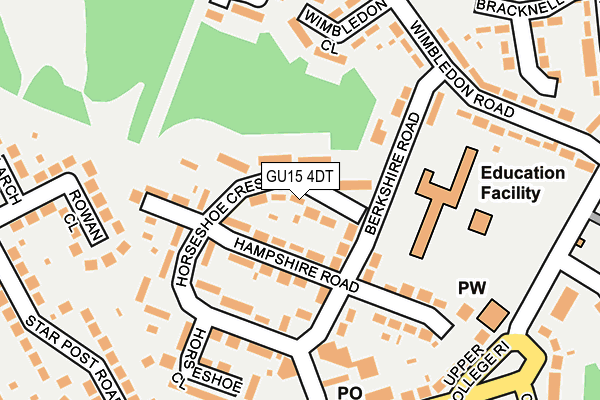 GU15 4DT map - OS OpenMap – Local (Ordnance Survey)
