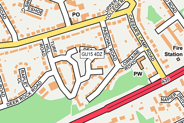 GU15 4DZ map - OS OpenMap – Local (Ordnance Survey)