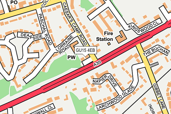 GU15 4EB map - OS OpenMap – Local (Ordnance Survey)