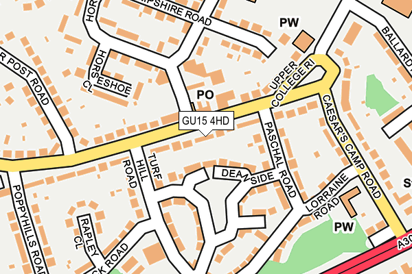 GU15 4HD map - OS OpenMap – Local (Ordnance Survey)