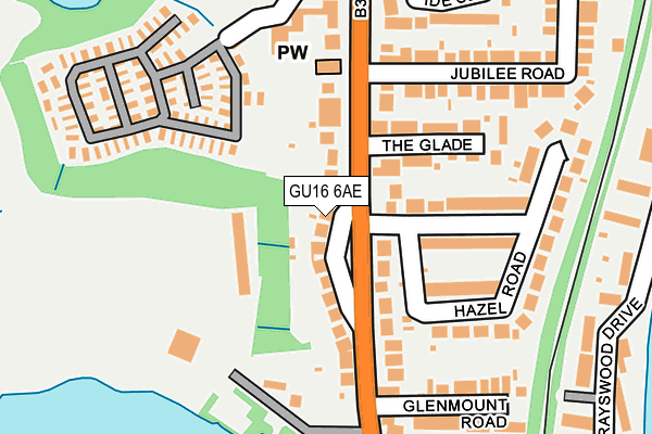 GU16 6AE map - OS OpenMap – Local (Ordnance Survey)