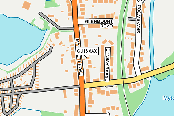 GU16 6AX map - OS OpenMap – Local (Ordnance Survey)