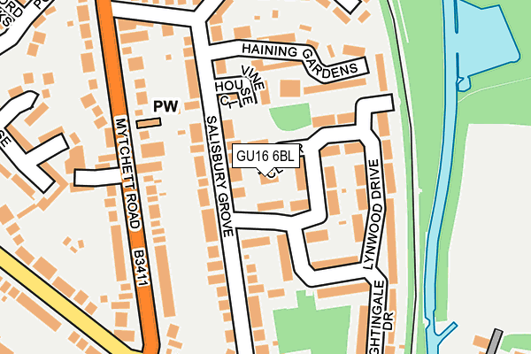 GU16 6BL map - OS OpenMap – Local (Ordnance Survey)