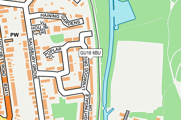 GU16 6BU map - OS OpenMap – Local (Ordnance Survey)