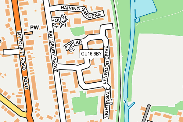 GU16 6BY map - OS OpenMap – Local (Ordnance Survey)