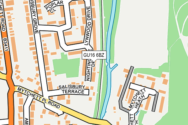 GU16 6BZ map - OS OpenMap – Local (Ordnance Survey)