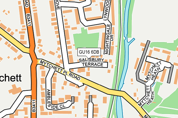 GU16 6DB map - OS OpenMap – Local (Ordnance Survey)