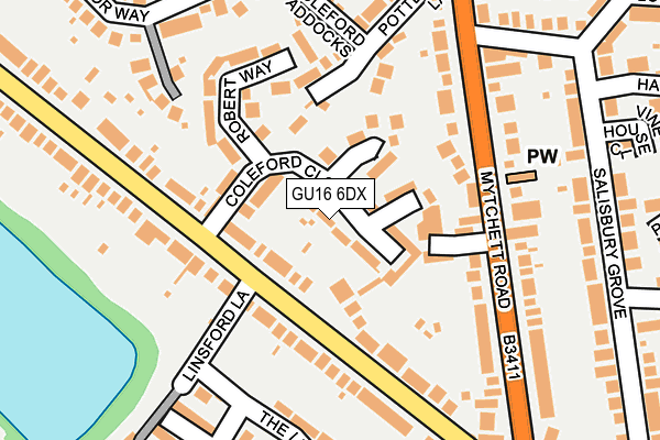 GU16 6DX map - OS OpenMap – Local (Ordnance Survey)