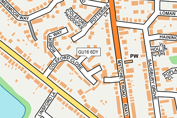 GU16 6DY map - OS OpenMap – Local (Ordnance Survey)