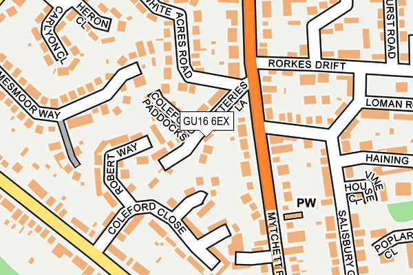 GU16 6EX map - OS OpenMap – Local (Ordnance Survey)
