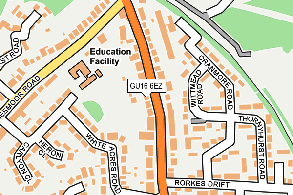 GU16 6EZ map - OS OpenMap – Local (Ordnance Survey)