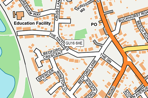 GU16 6HE map - OS OpenMap – Local (Ordnance Survey)