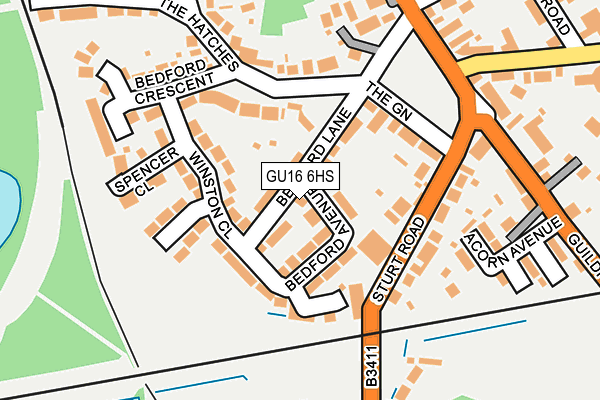 GU16 6HS map - OS OpenMap – Local (Ordnance Survey)