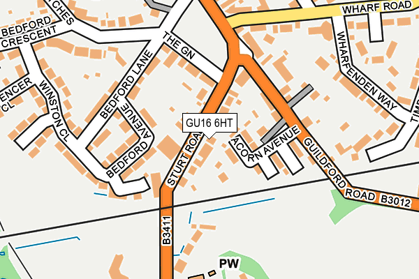 GU16 6HT map - OS OpenMap – Local (Ordnance Survey)
