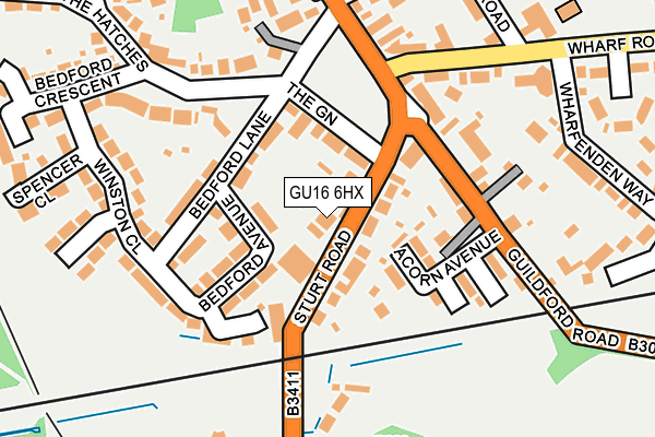GU16 6HX map - OS OpenMap – Local (Ordnance Survey)