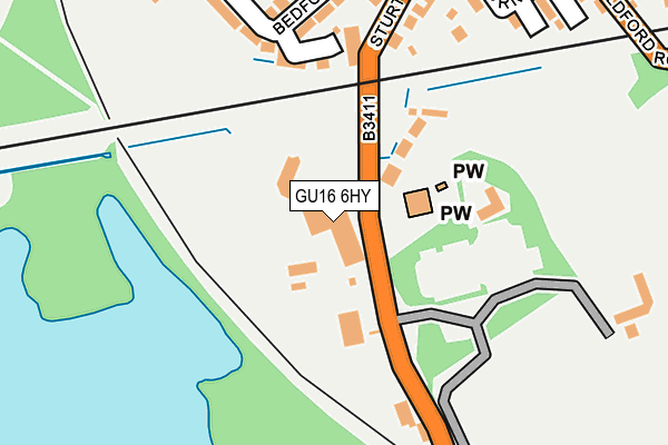GU16 6HY map - OS OpenMap – Local (Ordnance Survey)
