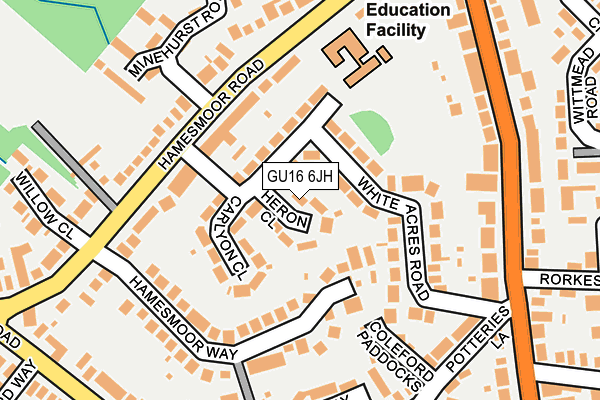 GU16 6JH map - OS OpenMap – Local (Ordnance Survey)
