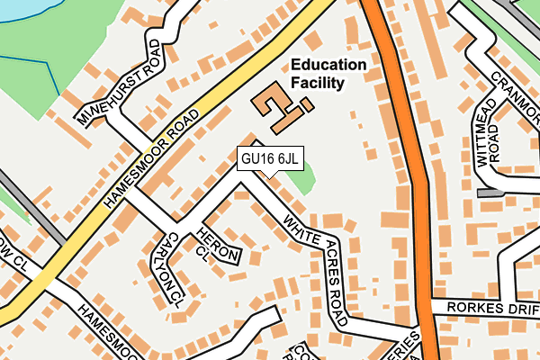 GU16 6JL map - OS OpenMap – Local (Ordnance Survey)