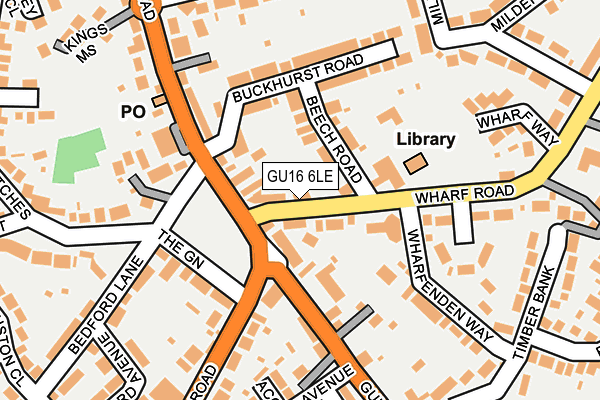 GU16 6LE map - OS OpenMap – Local (Ordnance Survey)