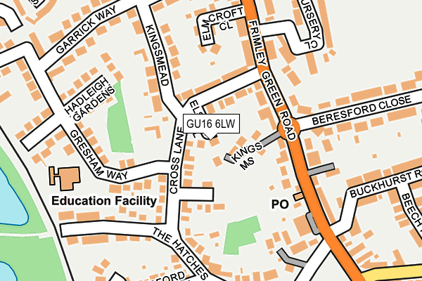 GU16 6LW map - OS OpenMap – Local (Ordnance Survey)