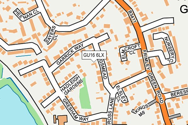 GU16 6LX map - OS OpenMap – Local (Ordnance Survey)