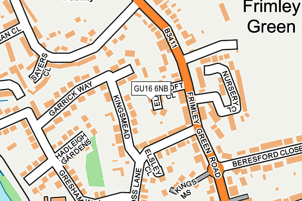 GU16 6NB map - OS OpenMap – Local (Ordnance Survey)