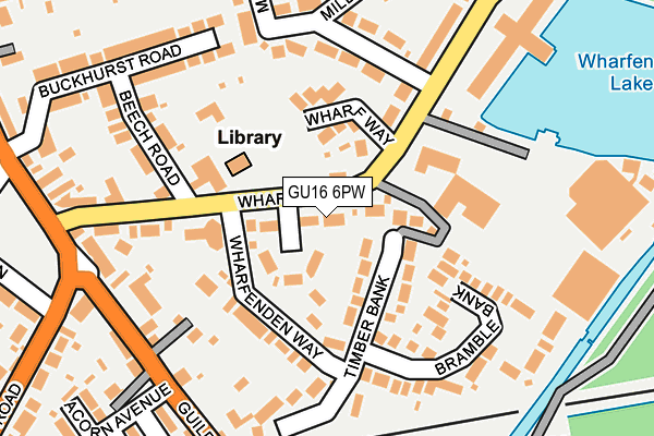 GU16 6PW map - OS OpenMap – Local (Ordnance Survey)