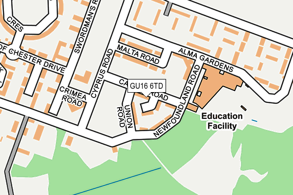 GU16 6TD map - OS OpenMap – Local (Ordnance Survey)