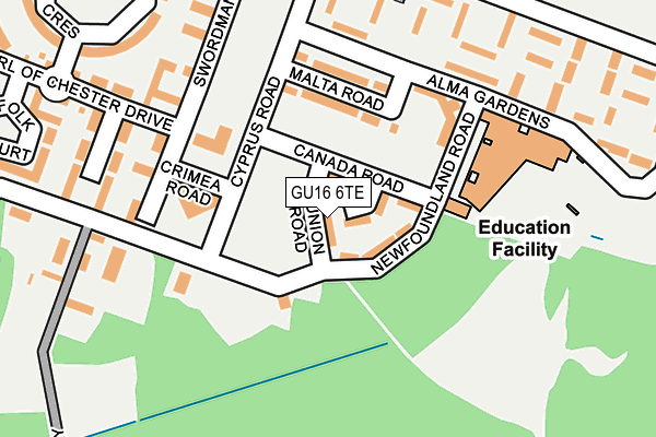 GU16 6TE map - OS OpenMap – Local (Ordnance Survey)