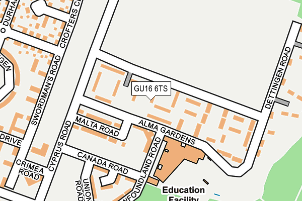 GU16 6TS map - OS OpenMap – Local (Ordnance Survey)