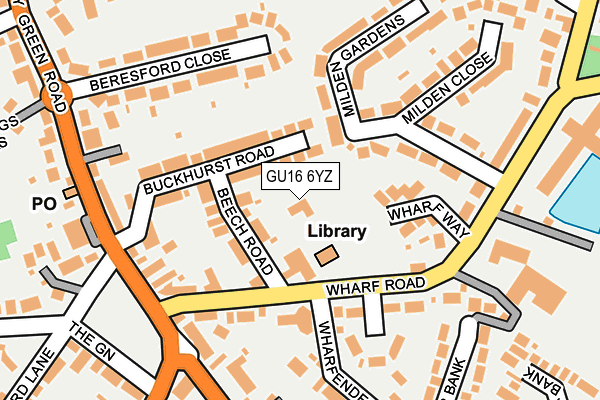 GU16 6YZ map - OS OpenMap – Local (Ordnance Survey)
