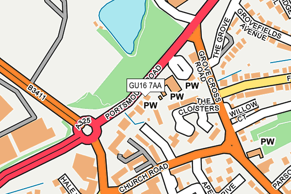 GU16 7AA map - OS OpenMap – Local (Ordnance Survey)