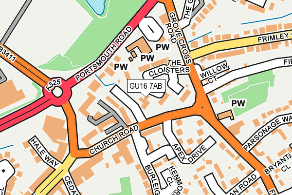 GU16 7AB map - OS OpenMap – Local (Ordnance Survey)