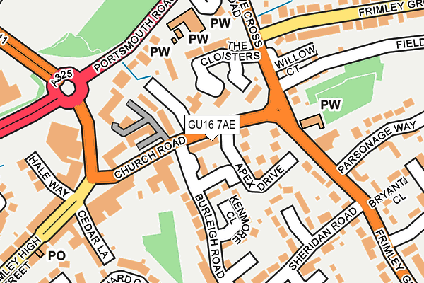 GU16 7AE map - OS OpenMap – Local (Ordnance Survey)
