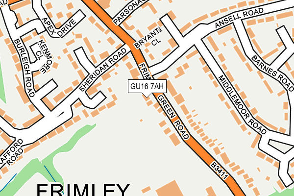 GU16 7AH map - OS OpenMap – Local (Ordnance Survey)