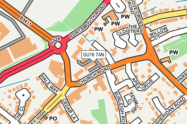 GU16 7AN map - OS OpenMap – Local (Ordnance Survey)