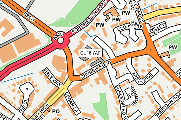 GU16 7AP map - OS OpenMap – Local (Ordnance Survey)