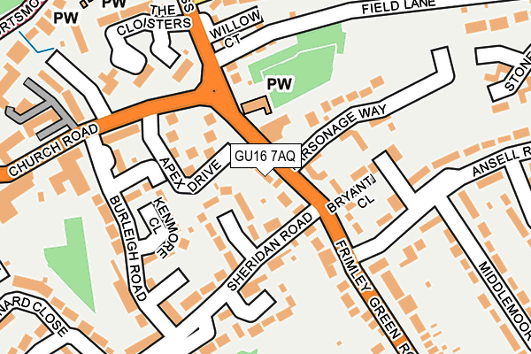 GU16 7AQ map - OS OpenMap – Local (Ordnance Survey)