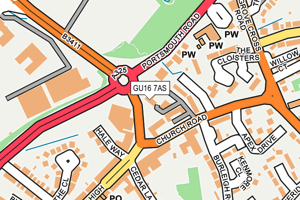 GU16 7AS map - OS OpenMap – Local (Ordnance Survey)