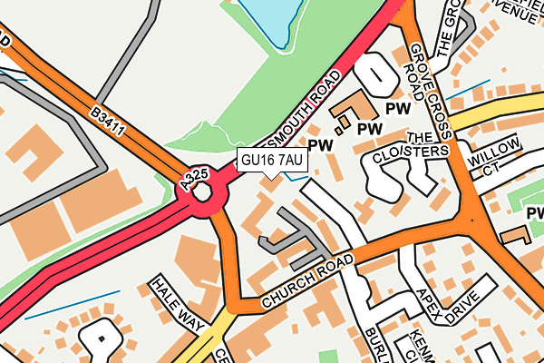 GU16 7AU map - OS OpenMap – Local (Ordnance Survey)