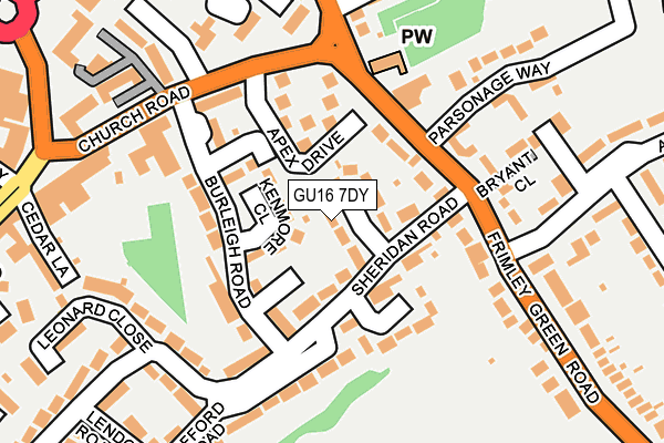 GU16 7DY map - OS OpenMap – Local (Ordnance Survey)