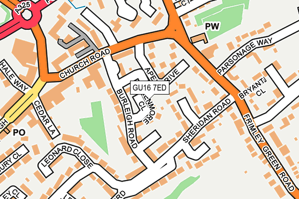 GU16 7ED map - OS OpenMap – Local (Ordnance Survey)