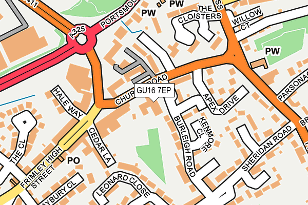 GU16 7EP map - OS OpenMap – Local (Ordnance Survey)