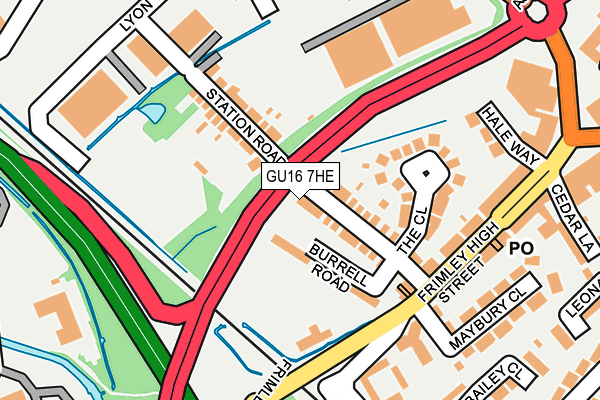 GU16 7HE map - OS OpenMap – Local (Ordnance Survey)