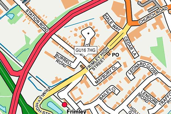 GU16 7HG map - OS OpenMap – Local (Ordnance Survey)