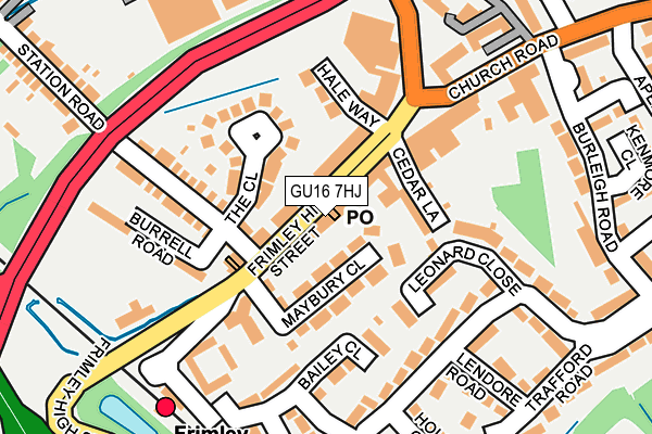 GU16 7HJ map - OS OpenMap – Local (Ordnance Survey)