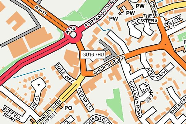 GU16 7HU map - OS OpenMap – Local (Ordnance Survey)