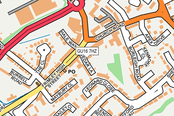 GU16 7HZ map - OS OpenMap – Local (Ordnance Survey)